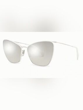 Celine butterfly sunglasses with white metal frames and grey mirrored lenses